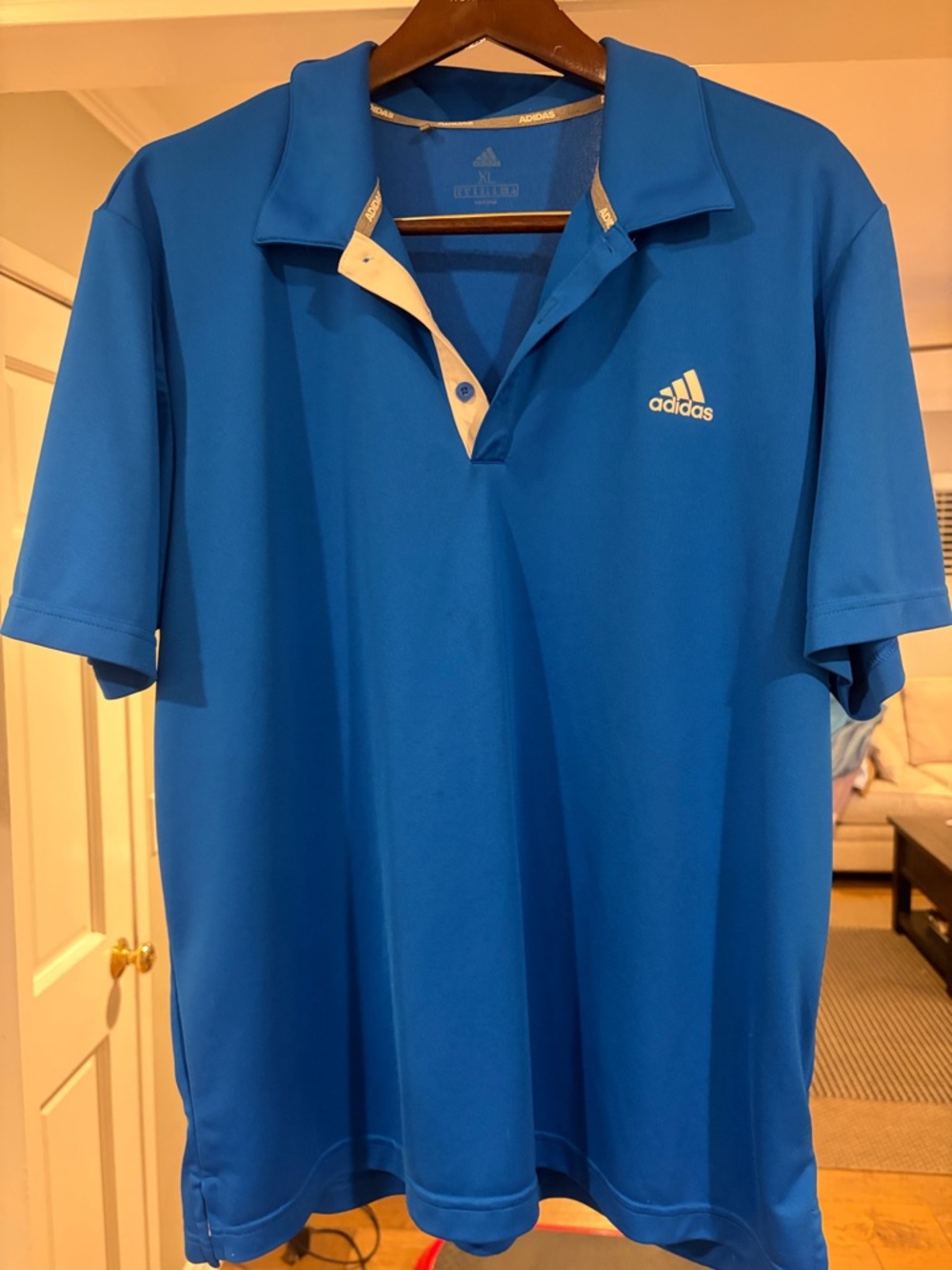 Adidas Bright Blue Polo with White Accents